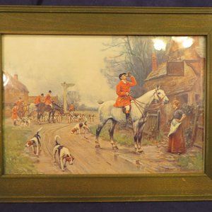 Vintage Fox Hunting PRINT J. Sanderson WELLS 12" x 9.25" (186V)
